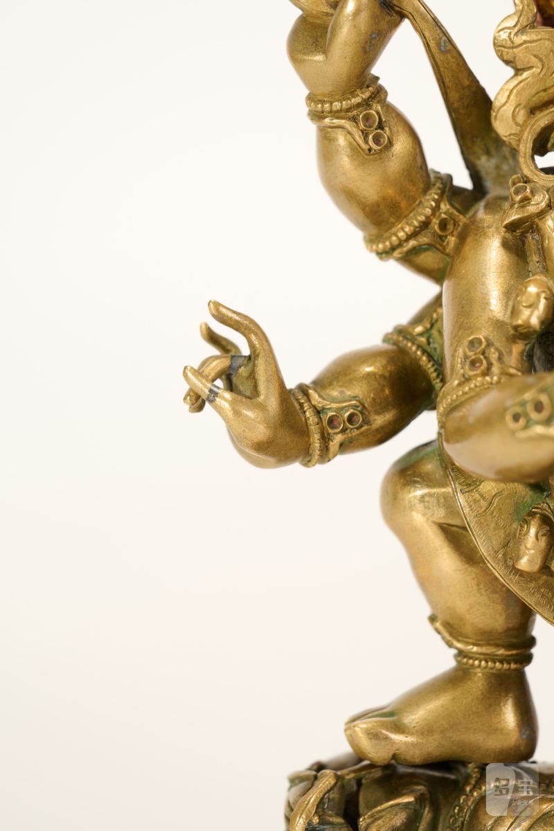 Lot930 清乾隆 铜鎏金大黑天像 - 图8